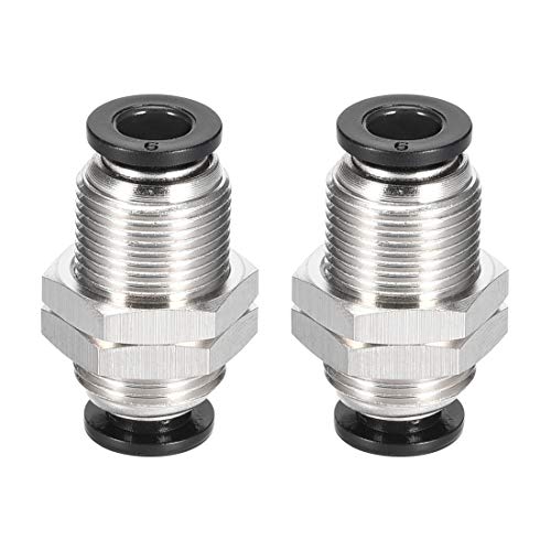 Image of sourcing map Straight Pneumatic Push to Quick Connect Fittings Bulkhead Union 6mm Tube OD X 6mm Tube OD 2pcs