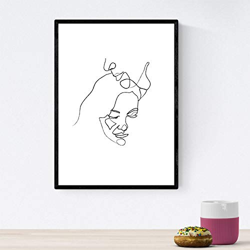 Posters de dibujos y bocetos a una linea. Lámina nordica de Pareja...