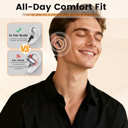 Image of Wireless Earbuds, Bluetooth 5.4 Headphones in Ear with Smart Touchscreen Case, ANC Noise Cancelling Ear Buds, 60H Playtime for Sports & Working, Bass Stereo Sound for iPhone /Android (Black)