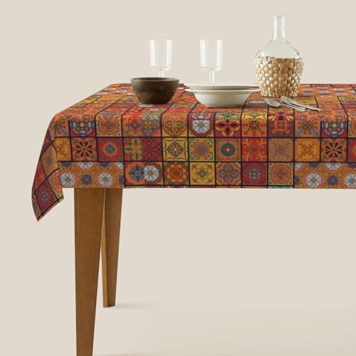 Nappe de table lavable 152x228 cm géométrique marocaine pour restaurant - 8