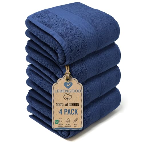 LEBENGOOD toallas de baño 4x 90x170 cm Azulon