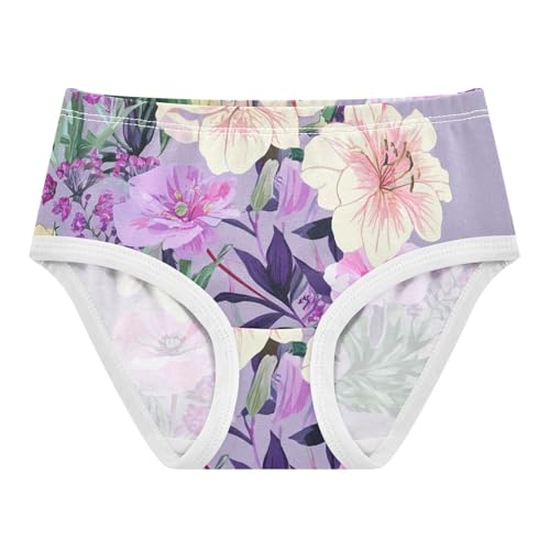 Pink Purple Lilies Floral Little Girl Panties Toddler Girls Underwear Cotton Personalized Briefs Underpants 2t