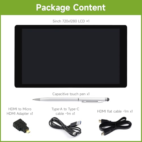 Image of waveshare 5inch Capacitive Touch Display, Compatible with Raspberry Pi 5 /4B /3B /Zero /Zero W /Zero 2W /Pico /Pico W /Pico WH, Supports Windows 11 /10 /8.1 /8 /7, Support Jetson Nano /Jetson Orin Nano