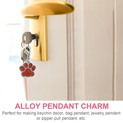 Milisten 10 Stück Katze Hund Pfote Emaille Charms Anhänger mit Karabiner Schlüsselkette Glitzer Schmuck Erkenntnisse für DIY Schmuck Herstellung Halskette Armband