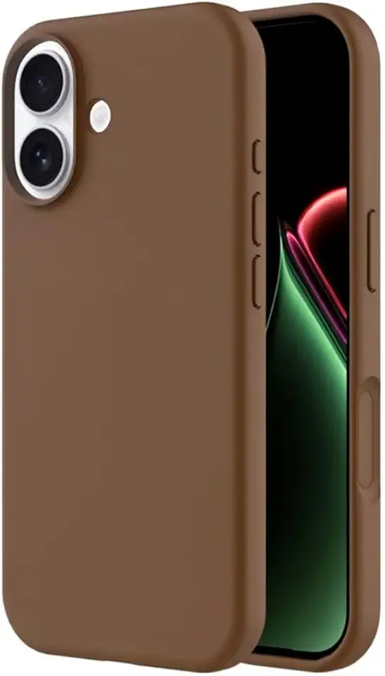Capa Case Premium Compatível iPhone 17 Silicone Macio Interior Veludo Proteção De Câmera Anti Impacto Reforçada Aveludada (MARROM)