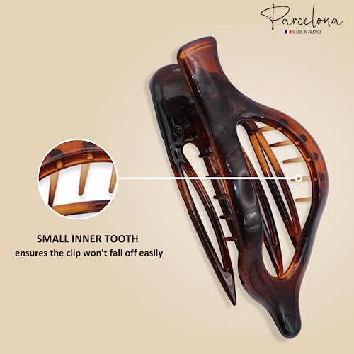 Parcelona French 2-Piece Oversized Claw Clip Set — Tortoiseshell & Black — view 3