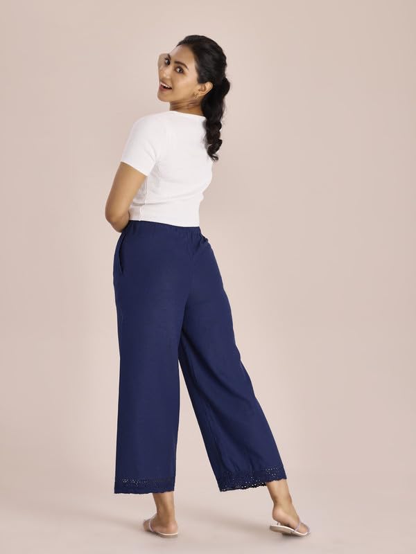 Image of GO COLORS Soft Linen Wide Pant Full Length for Women| Breathable, Mid Rise