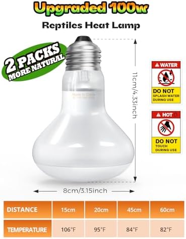 GAJUX Reptile Heat Lamp 2 Pack, Heat Lamp Bulbs for Reptiles, Amphibians Basking Heat Lamp Bulbs, UVA Daylight Basking Light for Reptiles, Turtle, Bearded Dragon, Lizard Heating — view 5