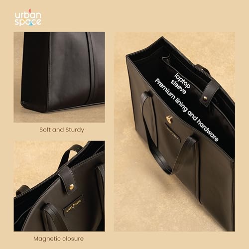 Image of Urban Space Women Tote Bag with Laptop compartment, Handbag for Work, Ladies purse, Stylish Shoulder Bag, Laptop ipad Tote Bags For Office Use, Gift for Women