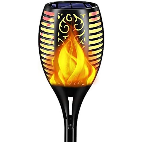 Infray Solar Lights Outdoor, Waterproof 96 LED Solar Flickering Dancing Flame Pathway Lights, Garden Solar Torch Landscape Decoration Lighting Dusk to Dawn Auto/Off for Garden Patio Driveway 1 Pack Cover