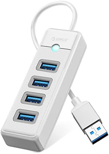 ORICO 4-Port USB HUB 3.0, USB Splitter for Laptop with 0.49ft Cable, Multi USB Port Expander, Fast Data Transfer Compatible with Mac OS 10.X and above, Linux, Android