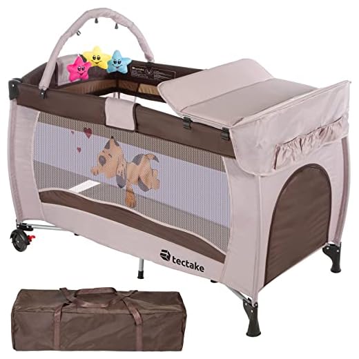 TecTake Cuna infantil de viaje de altura ajustable con acolchado para bebé - disponible en diferentes colores - (Coffee | 400466)