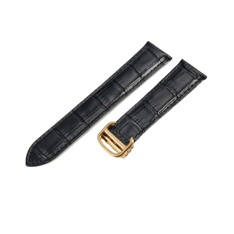 Bracelet montre cuir 16mm pour Cartier Tank Solo | Cuir de vachette noir étanche