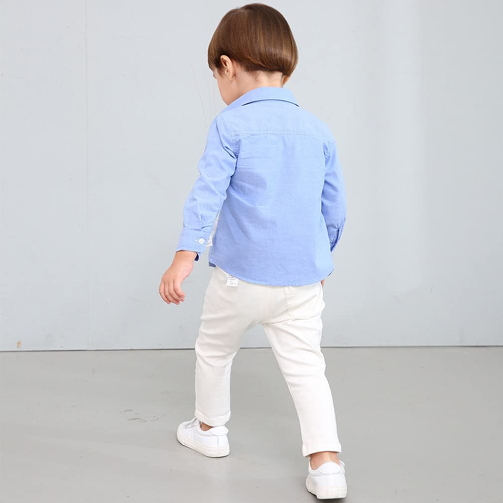 BINIDUCKLING Pantalon chino uniforme garçon coupe droite taille élastique pantalon d'école pour garçons de 3 à 14 ans