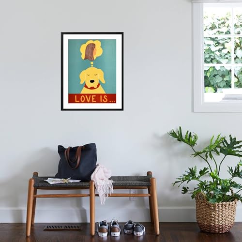 AllPosters Wall Giclee Print Love Is Dog Girl Yellow on Black Frame by Stephen Huneck, 18x243