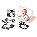 WOODEN TEETHER Baby Spiegel Spielzeug - Montessori Spielzeug für Neugeborene mit Schwarz-Weiß Visuelle Karten, Hölzernes Bauchzeit-Spiegelspielzeug für Neugeborene 0-12 Monate Neugeborenen Geschenk