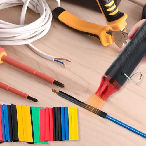 mizikuu Mini Heißluftpistole, 200℃ Handheld Heißluftfön Werkzeug mit 328PCS Schrumpfschlauch Heissluftgebläse für Handwerk Prägen,Schrumpfschläuche,Epoxidharz,Erhitzte Schrumpfung,Tinte Trocknen