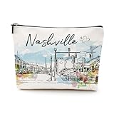 NGZS Nashville Souvenirs Travel Essentials Watercolor Nashville City Gifts for Woman Girls Makeup Bag for Purse, Travel Essentials Cosmetic Bags, Birthday Christmas Bachelorette Party Favors
