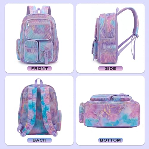 Pepailug Mesh Backpacks for School, Heavy Duty Breathable See Through Bookbag for Women Girls Boys Kids, Large Capacity Mesh bag for Beach Swimming Gym Work Travel- Marble Purple by Pepailug - Used condition - Image 9