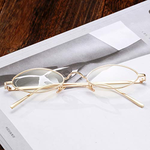 Image of COASION Vintage Small Oval Aesthetic Sunglasses Retro for Women Men Hippie Cool Metal Frame Sun Glasses