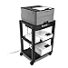 Circuit City PS3T 3 Shelf Wheeled Rolling Printer Cart Machine Stand with Built-in Storage and Cable Management - Holds Up to 75 Pounds (Black)