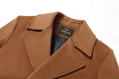 Men's Stylish Wool Blend Double Breasted Long Pea Coat4