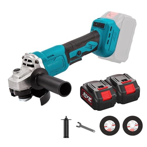 Meuleuse d'angle sans fil 18V, Meuleuse d'angle 125mm avec 2 ×Batteries & Chargeur, 1300RPM...