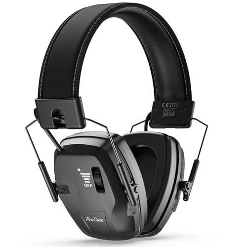 ProCase Electronic Shooting Ear Protection, Active Noise Cancelling Earmuffs NRR 22dB, Rechargeable Hearing Protection with 4X Sound Amplification for