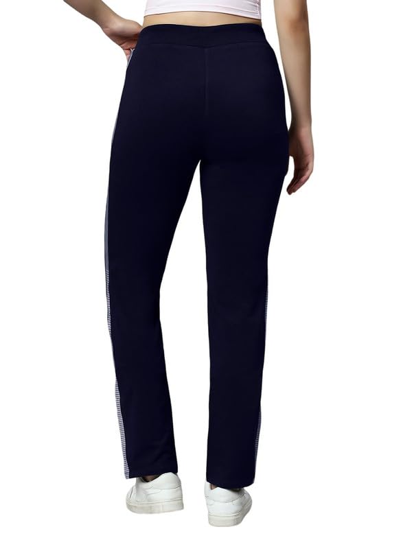 Image of Women's Cotton Regular Fit Mid-Rise Solid Black Track Pant with Stretchable,Two Side Pockets