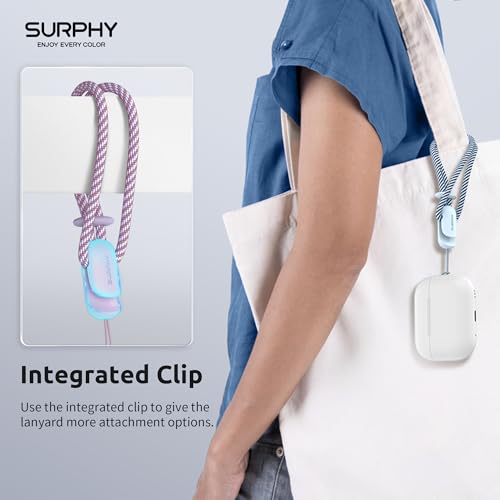 Image of SURPHY 2 Pack Phone Lanyard, Phone Wrist Strap for Case, Camera Wrist Strap | Ultra-Light 2-Color Braided Phone Strap, Cellphone Charm Strap, Anti-Lost Wrist Lanyard for Women and Men, Lilac Cloud Blue