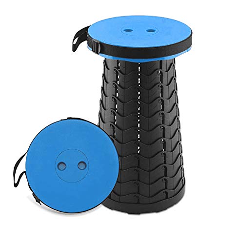 JEBBLAS Portable Stool Adjustable Camping Folding Stool，Retractable for Garden Fishing Hiking Travel BBQ， Plastic Stools(blue)