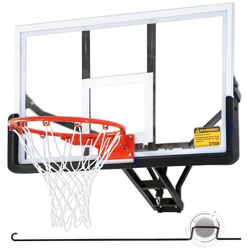 Defulion 54.5" Wall Mounted Basketball Hoop ，Shatterproof PC Backboard Basketball