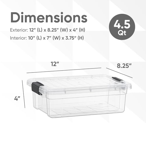 Superio Storage Bins with Lids- 2 Pack, 4.5 Qt Clear Boxes for Organizing, Stackable Plastic Containers- BPA Free, Non-Toxic, Odor Free, Organizer for Home, Office, Dorm by Superio - Image 2