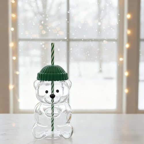 Image of HINMO Texello 2026 New Glass Bear Cup Bear Straw Cup, 20oz Cute Bears Glass Tumbler with Reusable Straw - Cute Animal Mug for Hot and Cold Drinks, Smoothies, Water, Juice, Travel & Gifts (multicolor)