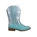 Roper Square Toe Glitter Floral Western Boot (Toddler/Little Kid),Turquoise,11 M US Little Kid