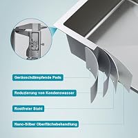 KEOKBON Klein Spüle 25 x 40cm 304 Edelstahl, Nano Silber – Ansicht 7