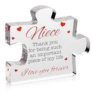 VELENTI Niece Gifts Acrylic Block Puzzle Niece Gift Cute Niece Gifts from Aunt Uncle Birthday Christmas Paperweights Graduation Niece Gifts from Auntie Novelty Gifts for Nieces