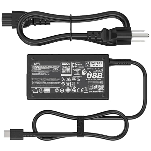 65W USB C Laptop Charger Compatible with HP EliteBook x360 1040 630 745 835 840 G9 845 860 G10 Elite x2 1012 G2 G4 G8 ProBook 440 450 455 460 Envy x360 17 Spectre - Type-C 20V 3.25A P/N: L65505-002