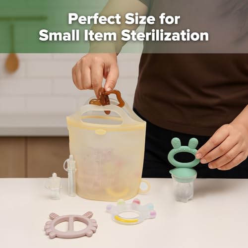Image of Haakaa Silicone Travel Microwave Steamer & Steriliser Bag, 30oz /900mlReusable Silicone Steaming Bags for Baby Small Items, Pacifiers, Teethers or Baby Cups, Great for Home and On-The-Go,Pineapple /1PC