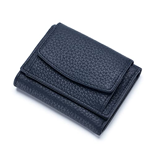 Women's Foldable Short Wallet, Card Wallet for Women, Vegan Mini Wallet for Women, Dark Blue, One Size