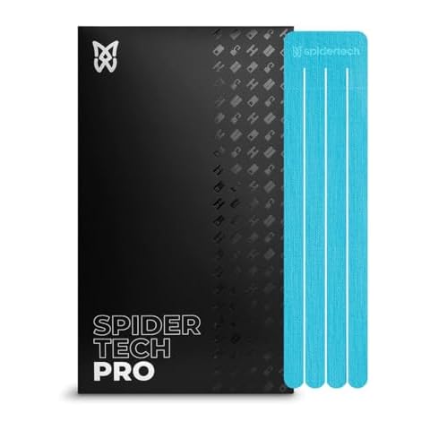 Spidertech Professional Pre-Cut Cotton Kinesiology Tape for Lymphatic Drainage - for Athletes, Sports Physiotherapists, and Chiropractors - Blue (10 Pack) Cover