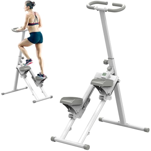 Klettermaschine, Treppensteiger für Heim-Fitnessübungen, zusammenklappbar, vertikale Klettermaschine für Ganzkörpertraining, 136 kg Tragkraft, Weiß (Weiß)