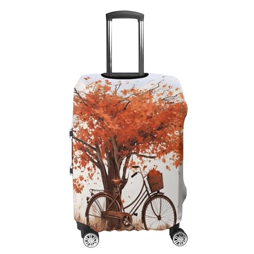 Travel Luggage Cover Elastic Suitcase Protector Anti-Scratch Washable Autumn Tree With Aged Old Bike Luggage Sleeve Tsa Approved Carry on Covers Baggage Cover Fits 18-32 Inch Luggages4