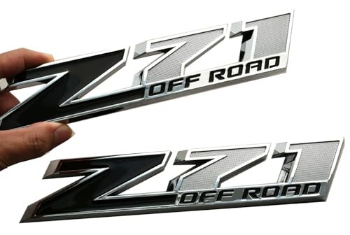 Image of 2pcs New Big Z71 Off Road Emblems 10 inch Badge Compatible with 2009-2018 Colorado Tahoe Silverado Sierra Suburban 2500Hd 3500Hd Offroad (Chrome Black)