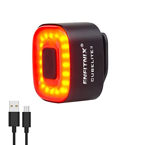 ENFITNIX Cubelite II Bike Tail Light,Brake Sensing Rear Lights,Waterproof, Ultra Bright LED Warning Back Lights,USB Rechargeable,Metal Design
