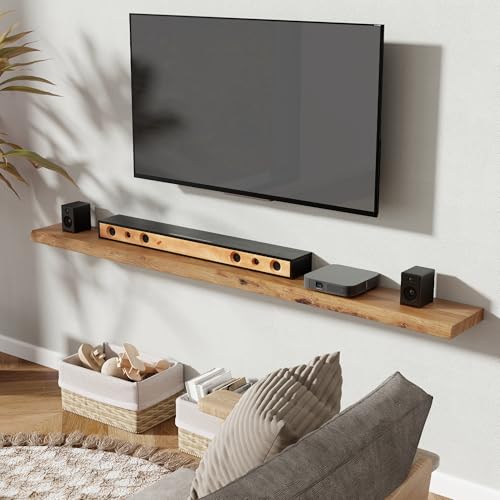 Image of Fun Memories 72 inch Wall Mounted Floating Shelves, Natural Elm Wood, 1 Pack