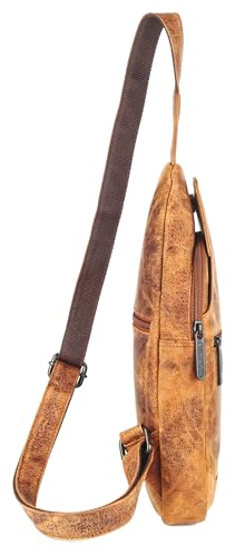 Image of WildHorn Leather Sling Crossbody Bag for Men, Stylish Chest Shoulder Bag for Men Women, Adjustable Strap for Commuting Travel Outdoor Activities Cycling