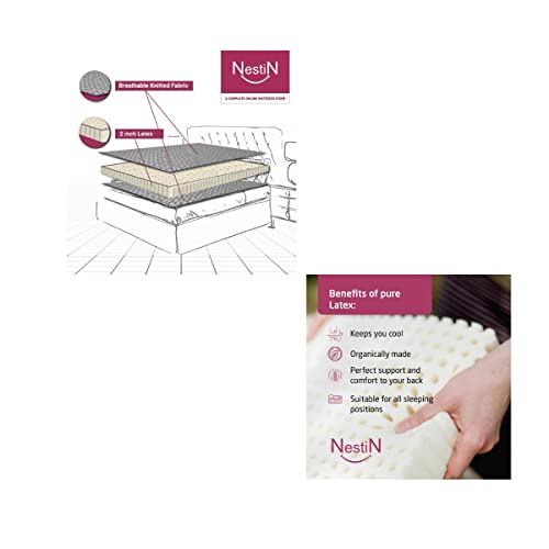 Image of Nestin Premium Latex Mattress Topper (2x60x84Inches, Queen Size Bed, Light Grey)
