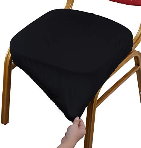 Voilamart Dining Chair Seat Covers Stretch Removable Washable Dining Chair Cover Slipcovers Soft Chair Protectors Chair Seat Cushion Slipcovers - Pack of 4, Black