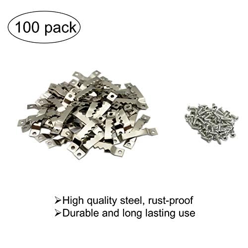 EesTeck 100 Pack Small Sawtooth Picture Hangers Steel Picture Hangers Picture Frames Hangers with Screws Picture Hang Solutions, for Hanging Clock Paintings Artwork Picture Frame Hook Photos (Silver) - Thumbnail 2